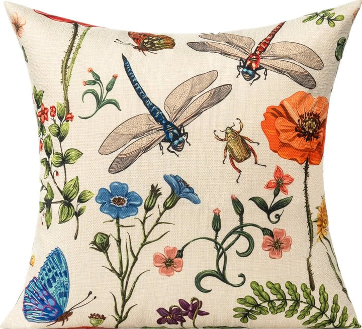 All Smiles Outdoor Patio Throw Pillow Covers 18x18 Set of 4 Spring Summer Garden Flowers Farmhouse Décor Outside Furniture Bench Chair Decorative Cushion Cases for Swing Deep Seat Bed Couch Sofa