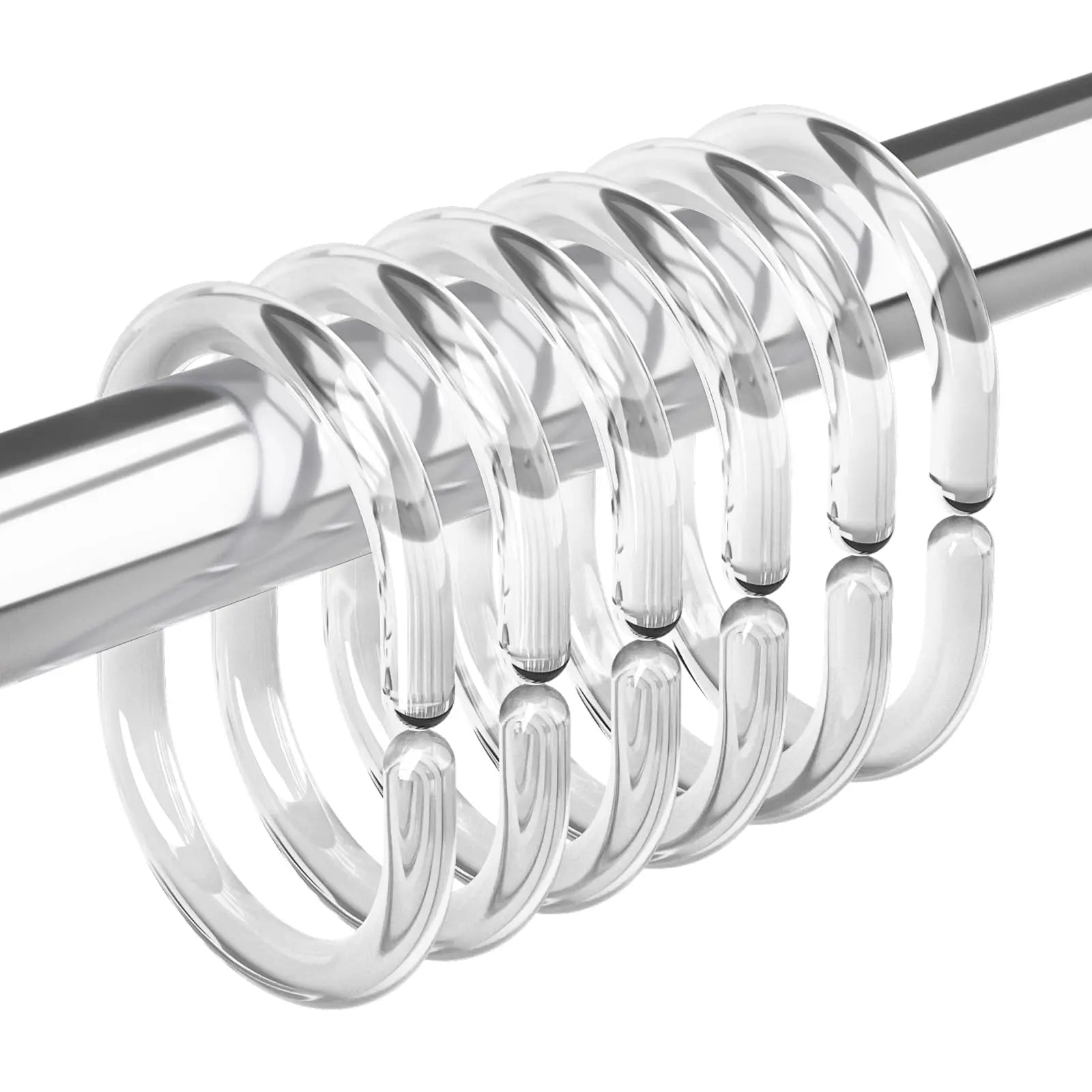 Amazer Plastic Shower Curtain Rings, Shower Curtain Hooks, 24 Pcs C Shaped Shower Hooks for Shower Curtain, Clear Shower Curtain Hooks for Bathroom 