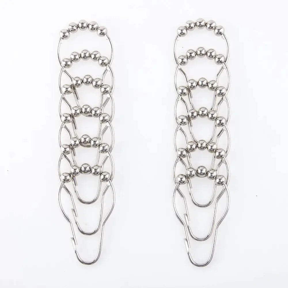 Amazer Shower Curtain Hooks, Decorative Rust Proof Stainless Steel Shower Curtain Hooks for Bathroom Shower Rods Set of 12, Polished Nickel 