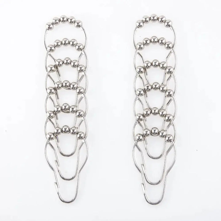 Amazer Shower Curtain Hooks, Decorative Rust Proof Stainless Steel Shower Curtain Hooks for Bathroom Shower Rods Set of 12, Polished Nickel 