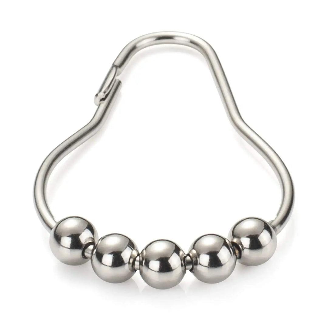 Amazer Shower Curtain Hooks, Decorative Rust Proof Stainless Steel Shower Curtain Hooks for Bathroom Shower Rods Set of 12, Polished Nickel 