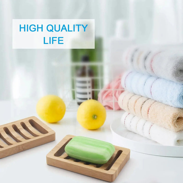 AmazerBath Soap Holder Soap Dish, Bamboo Soap Dish, 2 Pack Wood Soap Holder, Bar Soap Holder for Shower, Soap Tray Self Draining, Soap Saver for Shower, Bathroom, Kitchen(Natural Color) 