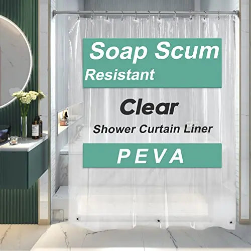 AmazerBath Shower Curtain Liner, 72x72, Waterproof, Lightweight PEVA, 3 Magnets and 12 Rustproof Metal Grommets 