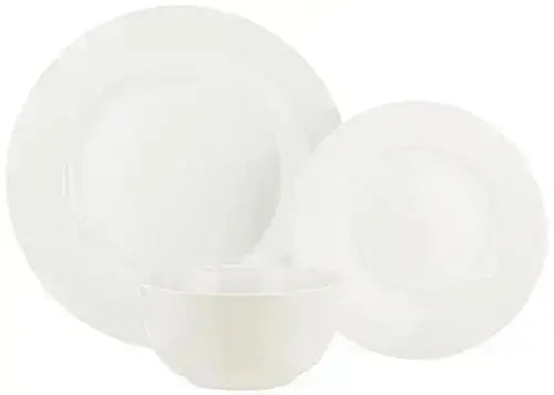 Amazon Basics Dinnerware Set, 18-PC, Serves 6 - White