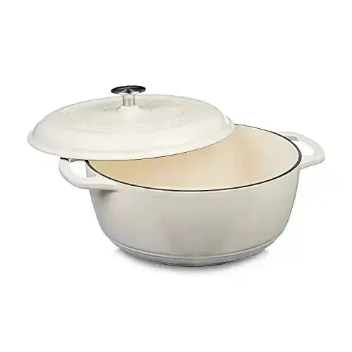 Amazon Basics Enameled Cast Iron Covered Dutch Oven, 7.3-Quart - White