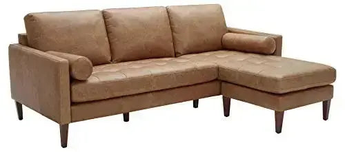 Amazon Brand Rivet Aiden Mid Century Reversible Sectional - Cognac Leather