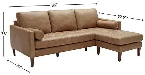 Amazon Brand Rivet Aiden Mid Century Reversible Sectional - Cognac Leather