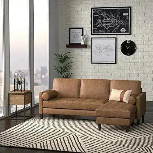 Aiden Mid-Century Modern Velvet Reversible Sectional Sofa - Thumbnail 2