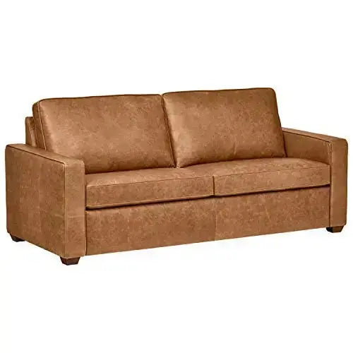 Amazon Brand Rivet Andrews Contemporary Leather Sofa, 82"W - Cognac