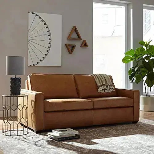 Amazon Brand Rivet Andrews Contemporary Leather Sofa, 82"W - Cognac