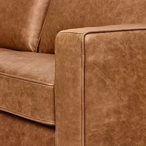 Amazon Brand Rivet Andrews Contemporary Leather Sofa, 82"W - Cognac