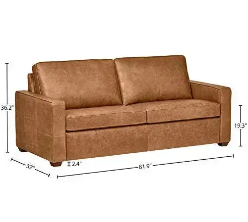Amazon Brand Rivet Andrews Contemporary Leather Sofa, 82"W - Cognac