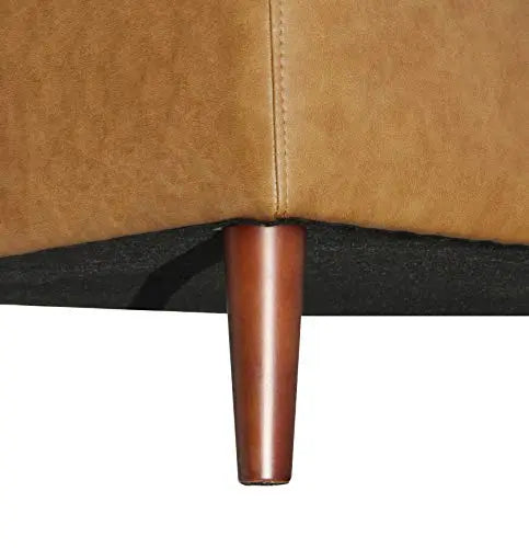 Amazon Brand  Rivet Ava Mid-Century Modern Leather Ottoman Bench - Caramel Rivet