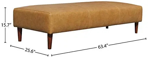 Amazon Brand  Rivet Ava Mid-Century Modern Leather Ottoman Bench - Caramel Rivet