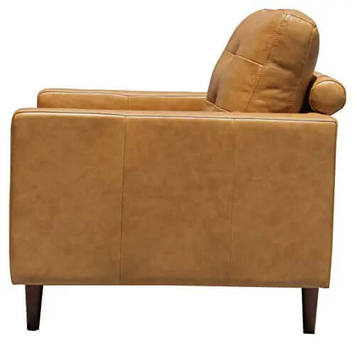 Amazon Brand Rivet Cove Mid-Century Modern Tufted Leather Accent Chair - Caramel Rivet