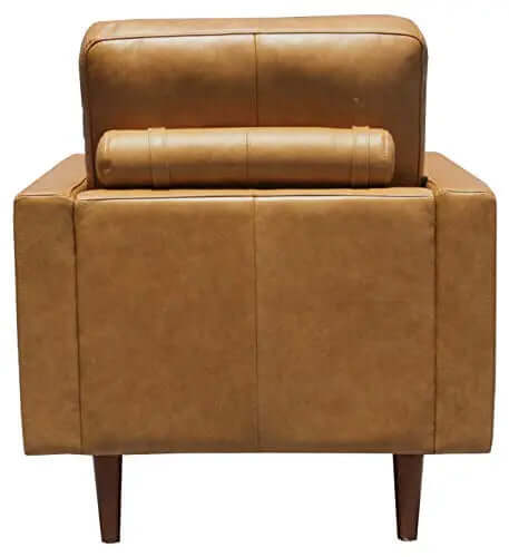 Amazon Brand Rivet Cove Mid-Century Modern Tufted Leather Accent Chair - Caramel Rivet