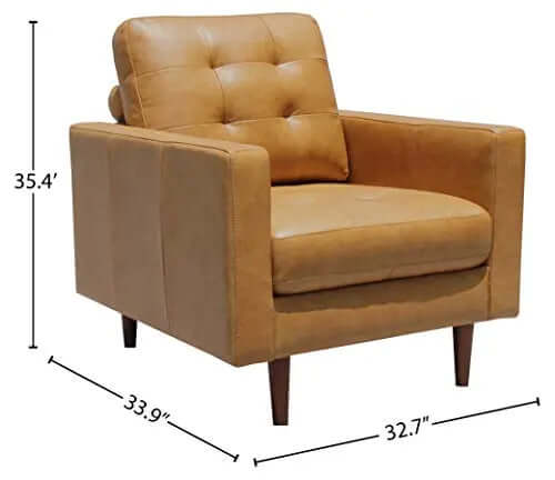 Amazon Brand Rivet Cove Mid-Century Modern Tufted Leather Accent Chair - Caramel Rivet