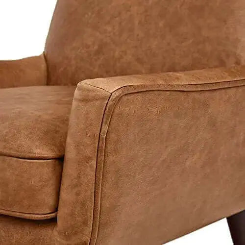 Amazon Brand Rivet Jamie Leather Mid-Century Modern Low Arm Accent Chair - Cognac Rivet