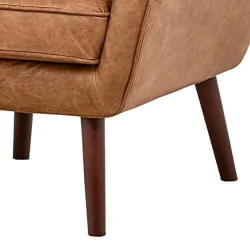 Amazon Brand Rivet Jamie Leather Mid-Century Modern Low Arm Accent Chair - Cognac Rivet