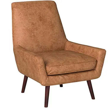 Amazon Brand Rivet Jamie Leather Mid-Century Modern Low Arm Accent Chair - Cognac Rivet