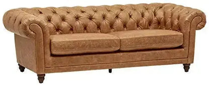 Amazon Brand Stone and Beam Leather Sofa, Bradbury Chesterfield - Cognac