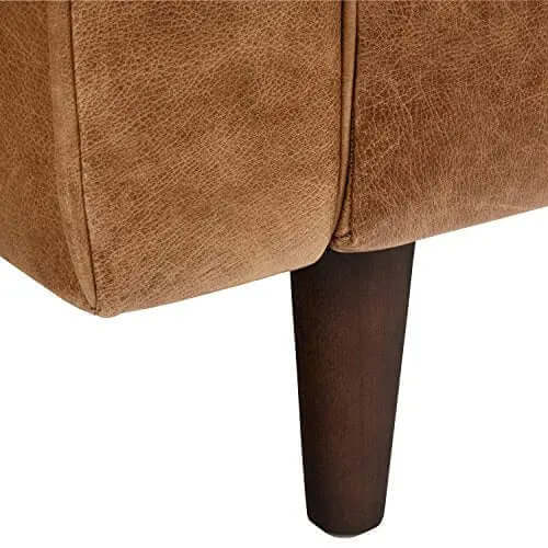 Amazon Brand  Rivet Aiden Mid-Century Modern Tufted Leather Accent Chair - Cognac Leather Rivet