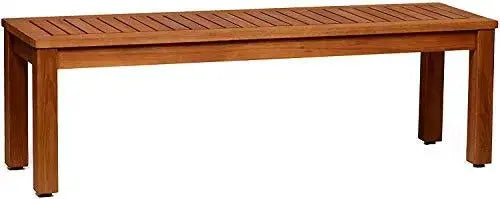 Amazonia Aster Backless Patio Bench, Eucalyptus Wood - Brown