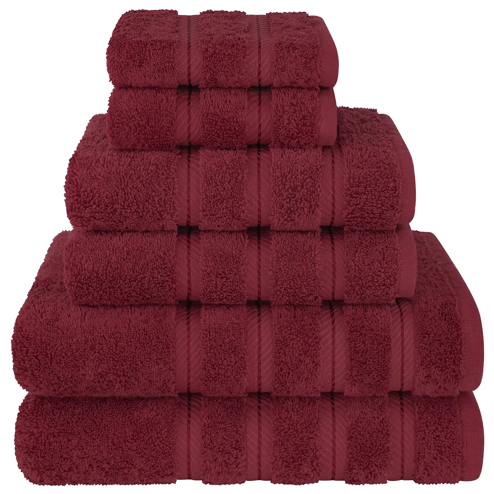American Soft Linen Luxury 6 Piece Towel Set, 2 Bath Towels 2 Hand Towels 2 Washcloths, 100% Cotton Turkish Towels for Bathroom, Bordeaux Red Towel Sets 