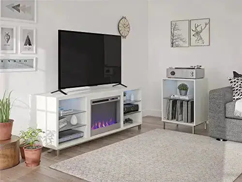 Ameriwood Home Fireplace TV Stand for TVs up to 70" - White