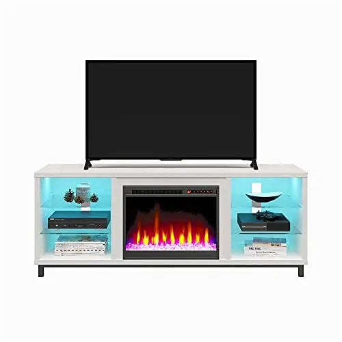 Ameriwood Home Lumina Deluxe Fireplace TV Stand for TVs up to 70" - White Plaster Ameriwood Home