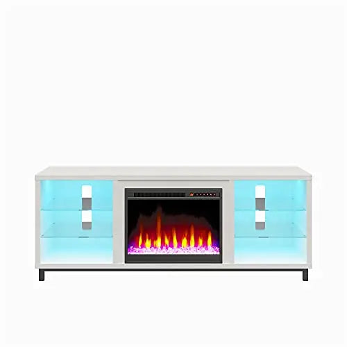 Ameriwood Home Lumina Deluxe Fireplace TV Stand for TVs up to 70" - White Plaster Ameriwood Home
