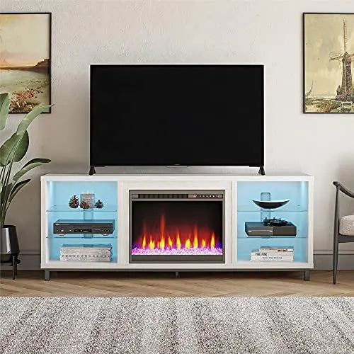 Ameriwood Home Lumina Deluxe Fireplace TV Stand for TVs up to 70" - White Plaster Ameriwood Home