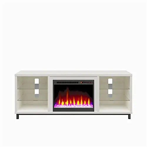 Ameriwood Home Lumina Deluxe Fireplace TV Stand for TVs up to 70" - White Plaster Ameriwood Home