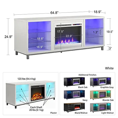 Ameriwood Home Lumina Deluxe Fireplace TV Stand for TVs up to 70" - White Plaster Ameriwood Home