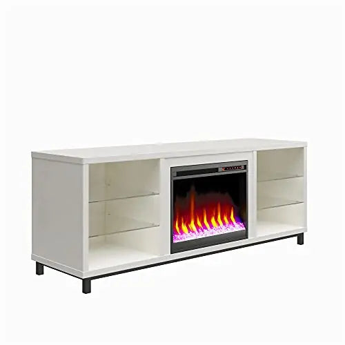 Ameriwood Home Lumina Deluxe Fireplace TV Stand for TVs up to 70" - White Plaster Ameriwood Home