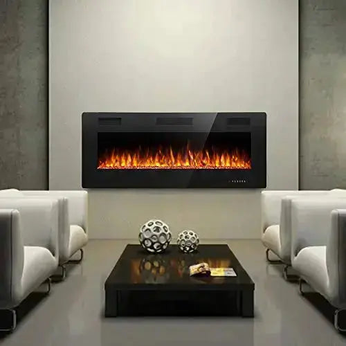 Antarctic Star Electric Fireplace, 50", In-Wall Recessed Mounted - Black