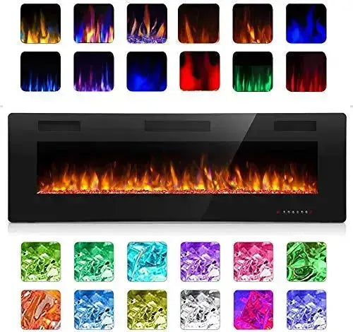 Antarctic Star Electric Fireplace, 50", In-Wall Recessed Mounted - Black