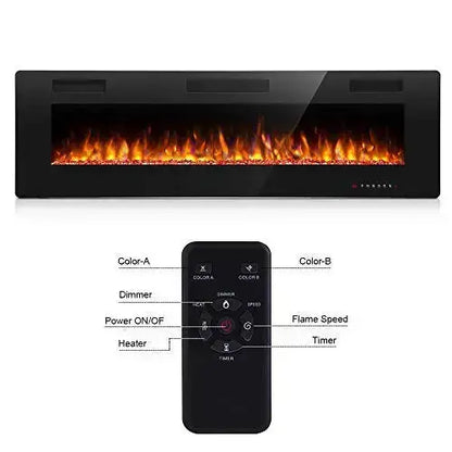Antarctic Star Electric Fireplace, 50", In-Wall Recessed Mounted - Black