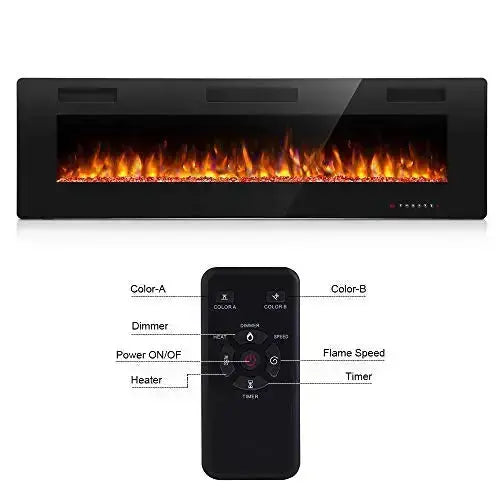 Antarctic Star Electric Fireplace, 50", In-Wall Recessed Mounted - Black