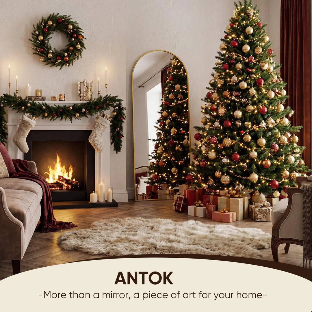 Antok 58" x19" Arched Full Length Mirror, Floor Mirror with Stand, Gold