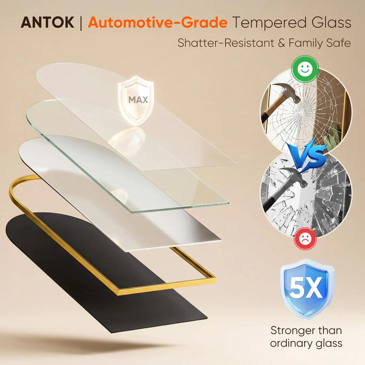 Antok 58" x19" Arched Full Length Mirror, Floor Mirror with Stand, Gold