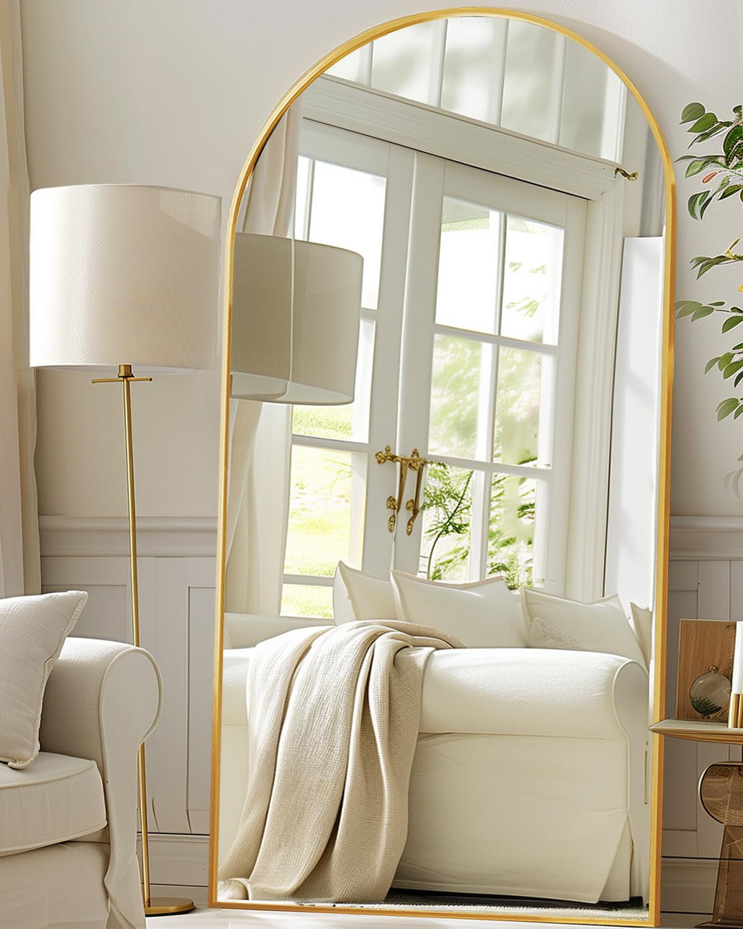 Antok Oversized Arched Floor Mirror, 81x41 - Gold 