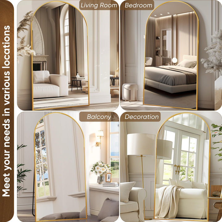 Antok Oversized Arched Floor Mirror, 81x41 - Gold 