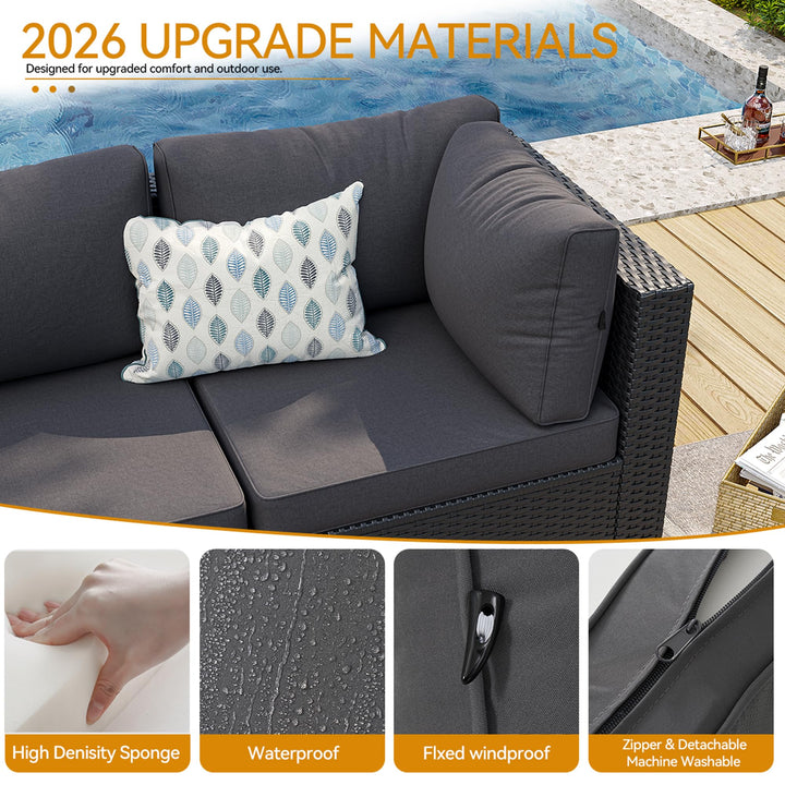Aoxun 7-Piece Outdoor Furniture, Patio Furniture Sets with Thick Cushions, Wicker Conversation Set Sectional Sofa for Backyard, Poolside, Garden 
