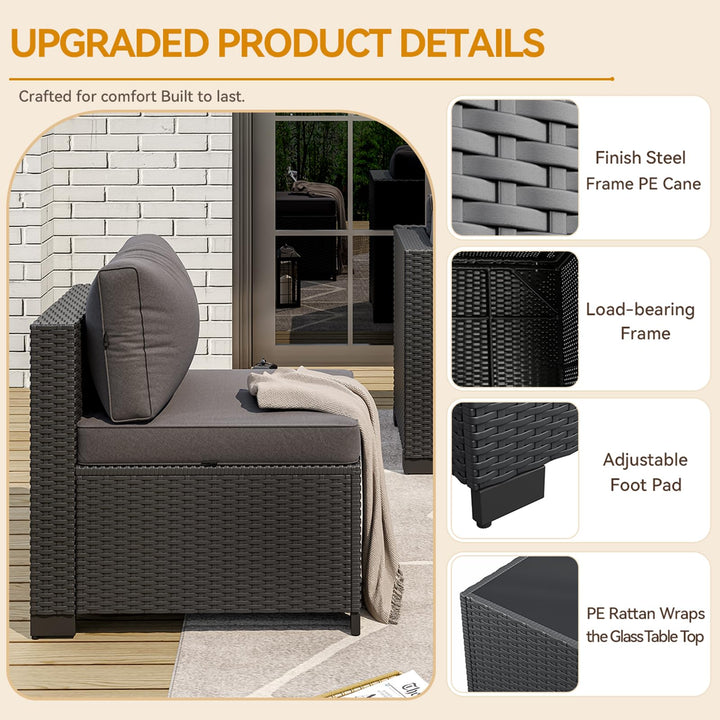 Aoxun 7-Piece Outdoor Furniture, Patio Furniture Sets with Thick Cushions, Wicker Conversation Set Sectional Sofa for Backyard, Poolside, Garden 