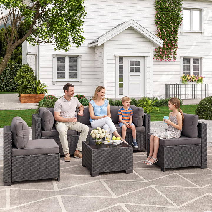 Aoxun 7-Piece Outdoor Furniture, Patio Furniture Sets with Thick Cushions, Wicker Conversation Set Sectional Sofa for Backyard, Poolside, Garden 