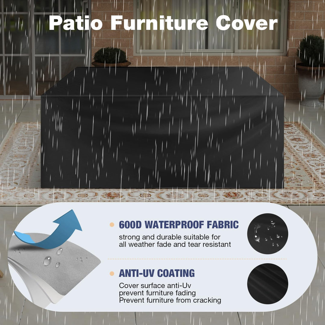 Aoxun Aluminum Patio Furniture Set 7 Seats, Oversized Outdoor Sectional with Washable Thick Cushions, Coffee Table, Patio Conversation Sets for Porch, Balcony, Deck 