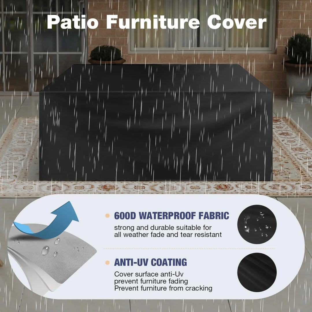 Aoxun Aluminum Patio Furniture Set 7 Seats, Oversized Outdoor Sectional with Washable Thick Cushions, Coffee Table, Patio Conversation Sets for Porch, Balcony, Deck 