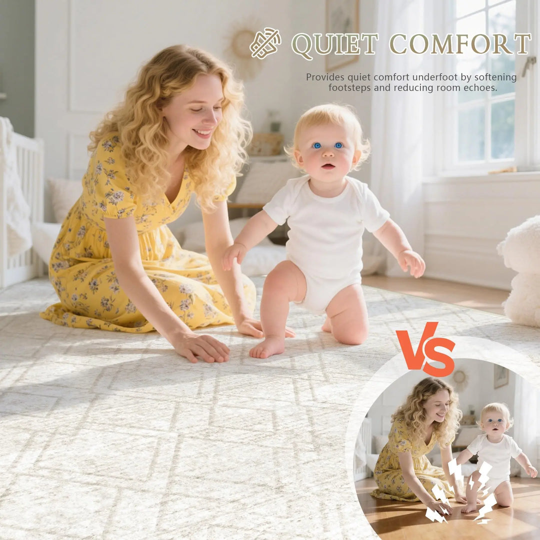 Area Rugs 8x10 Living Room Rug: Washable Geometric Neutral Rugs Boho Modern Non Slip Area Rug Large Soft Indoor Floor Low Pile Carpet for Bedroom Dining Room Home Office (Beige, 8'x10')