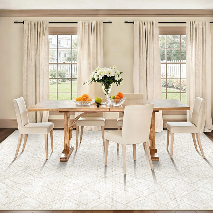 Area Rugs 8x10 Living Room Rug: Washable Geometric Neutral Rugs Boho Modern Non Slip Area Rug Large Soft Indoor Floor Low Pile Carpet for Bedroom Dining Room Home Office (Beige, 8'x10')